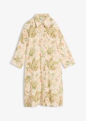 Sukienka szmizjerka z lejącej wiskozy. Brązowe sukienki damskie bonprix, bez wzorów, z wiskozy, eleganckie, bez kołnierzyka, bez ramiączek, szmizjerki. Za 64.99 zł.