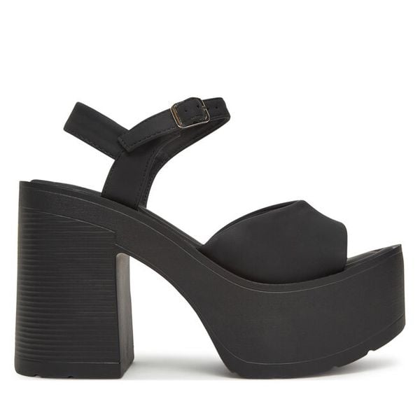 Sandały DeeZee. Czarne sandały damskie DeeZee, bez wzorów, bez obcasa, na słupku, bez zapięcia. Za 149.99 zł.