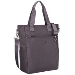 Szara shopperka damska na uchwytach i doczepianym pasku, zamykana suwakiem Peterson PTN CTY-17. Szare shopperki damskie Peterson, bez wzorów, bez dodatków. Za 77.99 zł.