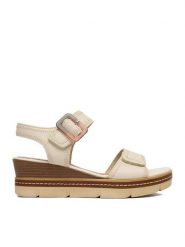 Remonte Sandały CEO-D2L58-60 Écru. Sandały damskie Remonte, bez wzorów, ze skóry, bez obcasa, na koturnie, bez zapięcia. Za 389.99 zł.