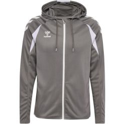 Bluza dresowa z kapturem Hummel Core 2.0. Białe bluzy sportowe męskie Hummel, bez wzorów, z dresówki, z kapturem, na fitness i siłownię. Za 299.50 zł.