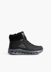 Botki sznurowane Kappa. Czarne botki damskie bonprix, bez wzorów, bez obcasa, bez zapięcia. Za 269.99 zł.