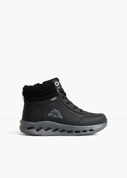 Botki sznurowane Kappa. Czarne botki damskie bonprix, bez wzorów, bez obcasa, bez zapięcia. Za 269.99 zł.