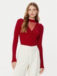Guess Sweter W5RR15 Z2Y50 Czerwony Regular Fit. Czerwone swetry nierozpinane damskie Guess, l, z aplikacjami, z syntetyku, bez kołnierzyka, bez ramiączek. Za 239.99 zł.