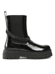 DeeZee Botki H13119-4 Czarny. Czarne botki damskie DeeZee, bez wzorów, ze skóry, bez obcasa, na płaskiej podeszwie, bez zapięcia. Za 139.99 zł.