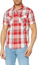 LEE SS REGULAR SHIRT MĘSKA KOSZULA MATERIAŁOWA CORE RED L66VMFMN 112116674. Czerwone koszule męskie Lee, l, bez wzorów, z materiału, bez kołnierzyka, bez ramiączek. Za 129.99 zł.
