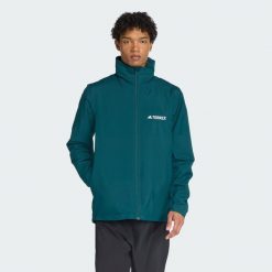 Kurtka Multi Essentials 2L Rain. Zielone kurtki męskie Adidas, l, bez wzorów, sportowe, bez kaptura. W wyprzedaży za 285.35 zł.