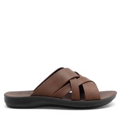 Klapki Lanetti. Brązowe klapki męskie Lanetti, bez wzorów, bez zapięcia. Za 79.99 zł.