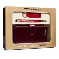Zestaw prezentowy Peterson PTN ZD29 czerwony. Czerwone portfele damskie Peterson, ze skóry. Za 177.99 zł.