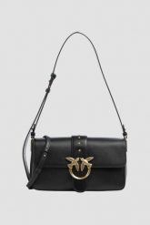 PINKO Czarna kopertówka Love One Classic Slouchy Fl Vitello Morbido. Czarne torebki do ręki damskie Pinko, bez wzorów, ze skóry, bez dodatków. W wyprzedaży za 969.99 zł.