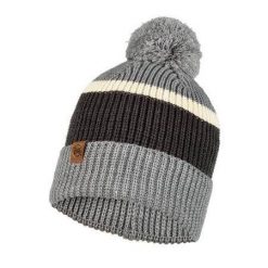 Czapka biegowa unisex Buff Knitted Hat Elon Ash ciepła z pomponem. Szare czapki damskie Buff, na zimę, bez wzorów. W wyprzedaży za 65.94 zł.