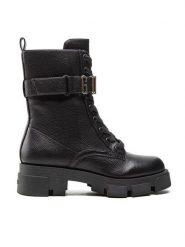 Guess Trzewiki Madox FL8MDX ELE10 Czarny. Czarne botki damskie Guess, z aplikacjami, ze skóry, bez obcasa, na płaskiej podeszwie, bez zapięcia. Za 439.99 zł.