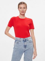 Tommy Hilfiger T-Shirt New Cody WW0WW40587 Czerwony Slim Fit. Czerwone t-shirty damskie Tommy Hilfiger, xxs, bez wzorów, z bawełny, bez kołnierzyka, bez ramiączek. Za 149.99 zł.