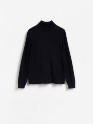 Golf z wełny merino - granatowy. Niebieskie swetry męskie Reserved, l, bez wzorów, z wełny, bez kołnierzyka, bez ramiączek. Za 199.99 zł.