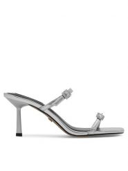 Nine West Klapki ZL23005-1CC Srebrny. Szare klapki damskie Nine West, bez wzorów, ze skóry, bez obcasa, bez zapięcia. Za 239.99 zł.