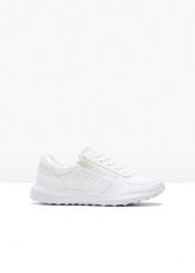 Sneakersy z kryształkami. Białe obuwie sportowe damskie bonprix, bez wzorów, bez zapięcia. Za 124.99 zł.