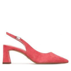 Sandały Tamaris. Czerwone sandały damskie Tamaris, bez wzorów, bez obcasa, na słupku, bez zapięcia. Za 369.99 zł.