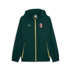 Kurtka dresowa AC Milan Woven 2025/26. Zielone kurtki męskie Puma, bez wzorów, z dresówki, sportowe, bez kaptura. W wyprzedaży za 333.00 zł.