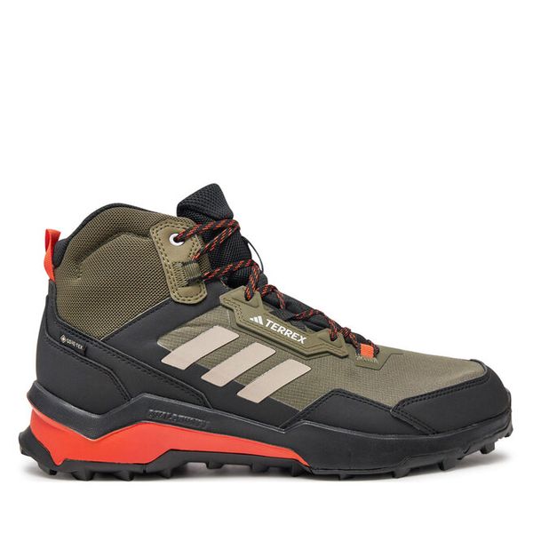 Trekkingi adidas. Zielone botki męskie Adidas, bez wzorów, z gore-texu, bez obcasa, bez zapięcia. Za 469.99 zł.