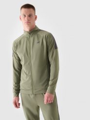 4F Bluza treningowa szybkoschnąca męska - oliwkowa/khaki S. Brązowe bluzy sportowe męskie 4F, m, bez wzorów, z dzianiny, bez kaptura, na fitness i siłownię. W wyprzedaży za 99.99 zł.