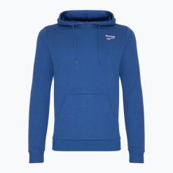 Bluza Reebok Identity Small Logo Hoodie. Niebieskie bluzy męskie REEBOK FITNESS, bez wzorów, bez kaptura, na fitness i siłownię. Za 159.99 zł.