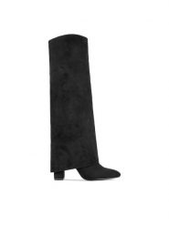 DeeZee Kozaki HY316-2 Czarny. Czarne kozaki damskie DeeZee, bez wzorów, z materiału, bez obcasa, na słupku, bez zapięcia. Za 249.99 zł.