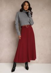 Bordowa Spódnica o Rozkloszowanym Kroju Melobi. Czerwone spódnice damskie Renee, na co dzień, bez wzorów, eleganckie, z podwyższonym stanem, maxi, proste. Za 59.99 zł.