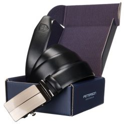 Pasek męski Peterson PTN 2772869 czarny. Czarne paski męskie Peterson, ze skóry, eleganckie. Za 79.99 zł.