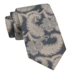 Modny Krawat Męski - Alties - Popiel z Beżem, Kwiaty. Szare krawaty i muchy Alties, bez wzorów, z tkaniny, eleganckie. Za 49.00 zł.