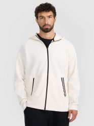 4F Bluza dresowa rozpinana z kapturem męska - biała L. Białe bluzy męskie 4F, l, bez wzorów, z dresówki, bez ramiączek, z kapturem. Za 229.99 zł.