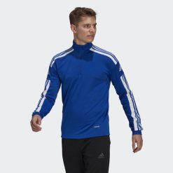 Bluza piłkarska męska adidas Squadra 21 Training Top. Białe bluzy męskie Adidas, m, bez wzorów, sportowe, bez ramiączek, bez kaptura. W wyprzedaży za 99.00 zł.