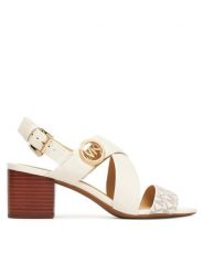 MICHAEL Michael Kors Sandały Vera 40S4VEMS1B Biały. Białe sandały damskie MICHAEL Michael Kors, bez wzorów, ze skóry, bez obcasa, na słupku, bez zapięcia. Za 549.99 zł.