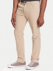 Wrangler Chinosy 112371101 Beżowy Regular Fit. Brązowe eleganckie spodnie męskie Wrangler, bez wzorów, z bawełny. Za 269.99 zł.