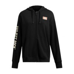Bluza damska Under Armour Project Rock HWT Full Zip Hard at Work. Czarne bluzy damskie Under Armour, m, bez wzorów, rockowe, bez ramiączek, bez kaptura. Za 359.99 zł.