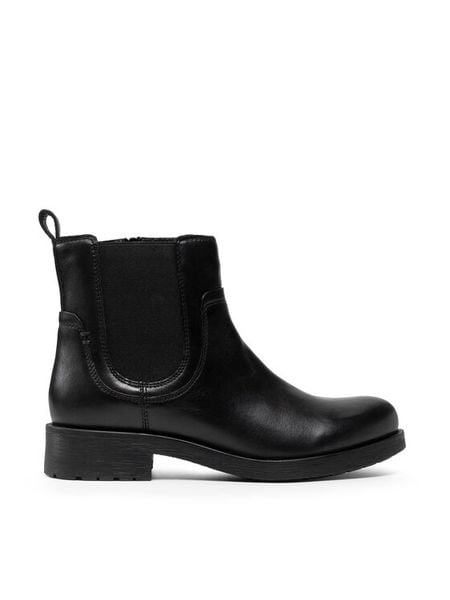 Geox Botki D Rawelle A D166RA-000TU C9999 Czarny. Czarne botki damskie Geox, bez wzorów, ze skóry, bez obcasa, na płaskiej podeszwie, bez zapięcia. Za 439.99 zł.