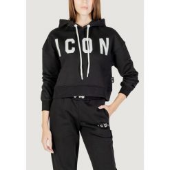 Bluza Kobieta ICON. Czarne bluzy damskie ICON, bez wzorów, z tkaniny, bez ramiączek, bez kaptura. W wyprzedaży za 306.65 zł.