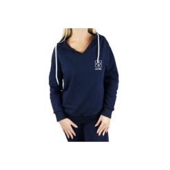 Bluza dresowa sportowa damska GymHero Hoodie NAVY-RACE. Niebieskie bluzy damskie Gym Hero, bez wzorów, z bawełny, sportowe, bez ramiączek, z kapturem. Za 99.99 zł.
