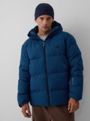 4F Kurtka zimowa membrana 5000 męska - granatowa M. Niebieskie kurtki męskie 4F, na zimę, m, bez wzorów, klasyczne, bez kaptura. Za 499.99 zł.
