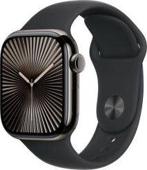 Smartwatch Apple Watch 10 GPS + Cellular 46mm Slate Titanium M/L Czarny (MWYE3QC/A). Czarne zegarki smartwatch Apple, bez wzorów. Za 2,938.41 zł.