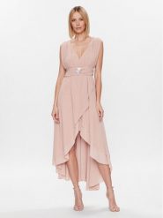 ViCOLO Sukienka koktajlowa TE0064 Beżowy Regular Fit. Brązowe sukienki damskie ViCOLO, s, bez wzorów, z syntetyku, wizytowe, bez kołnierzyka, bez ramiączek. Za 499.99 zł.