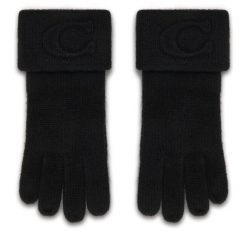 Rękawiczki Coach. Czarne rękawiczki damskie Coach, bez wzorów, z dzianiny. Za 209.99 zł.