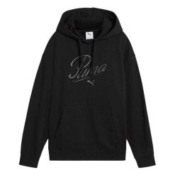 Damska Bluza Z Kapturem ESS Script Comfort. Czarne bluzy damskie Puma, bez wzorów, bez ramiączek, z kapturem. Za 256.99 zł.