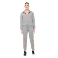 Bluza z bawełna z zamek błyskawiczny na co dzień. Szare bluzy damskie LEONE 1947 APPAREL, bez wzorów, z bawełny, sportowe, bez ramiączek, bez kaptura. Za 246.29 zł.