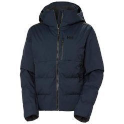 Kurtka puchowa damska Helly Hansen Jell Race. Niebieskie kurtki sportowe damskie Helly Hansen, m, bez wzorów, z materiału, bez ramiączek, bez kaptura, narciarskie. Za 932.55 zł.