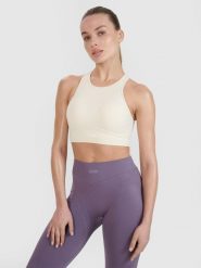 4F Biustonosz treningowy bezszwowy ze średnim wsparciem 4F x Anna Lewandowska - biały L/XL. Białe bielizna sportowa damska 4F, l, bez wzorów, z dzianiny. Za 99.99 zł.