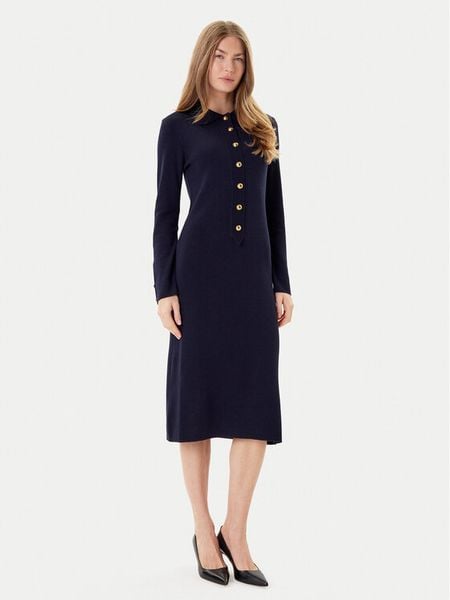 Luisa Spagnoli Sukienka dzianinowa Matteucci 100147 Granatowy Regular Fit. Niebieskie sukienki damskie Luisa Spagnoli, l, bez wzorów, z dzianiny, bez kołnierzyka, bez ramiączek. Za 1,469.00 zł.