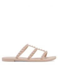 JENNY Klapki CT1011-7 Beżowy. Brązowe klapki damskie Jenny, bez wzorów, ze skóry, bez obcasa, bez zapięcia. Za 39.99 zł.