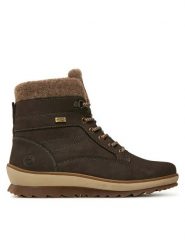 Remonte Botki R8477-46 Brązowy. Brązowe botki damskie Remonte, bez wzorów, z nubiku, bez obcasa, na płaskiej podeszwie, bez zapięcia. Za 342.99 zł.