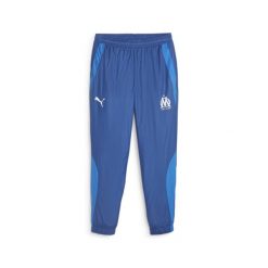Tkane spodnie dresowe Prematch om 2023/24. Niebieskie spodnie sportowe męskie Puma, xs, bez wzorów, z dresówki, do piłki nożnej. W wyprzedaży za 190.50 zł.
