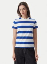 Tommy Jeans T-Shirt Flag DW0DW23801 Niebieski Regular Fit. Niebieskie t-shirty damskie Tommy Jeans, xl, bez wzorów, z bawełny, bez kołnierzyka, bez ramiączek. Za 149.99 zł.